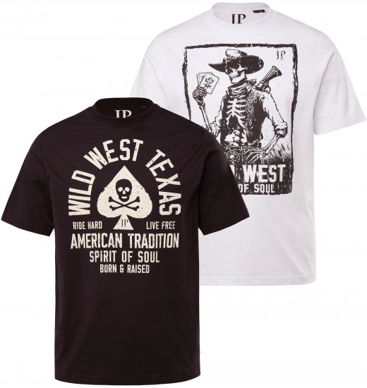 JP1880 T-Shirt 2-Pack Wild West Black And White - T-krekli - T-krekli - 2XL-14XL