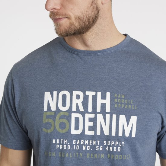 North Latitude Denim Printed T-Shirt Blue Melange TALL - TALL T-krekli - T-krekli gariem vīriešiem