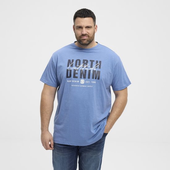 North Latitude Denim Printed Logo T-Shirt Dusty Blue TALL - TALL T-krekli - T-krekli gariem vīriešiem