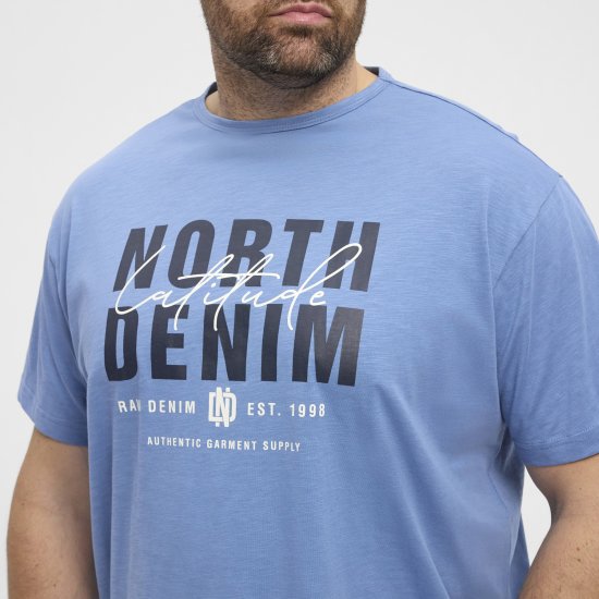 North Latitude Denim Printed Logo T-Shirt Dusty Blue TALL - TALL T-krekli - T-krekli gariem vīriešiem