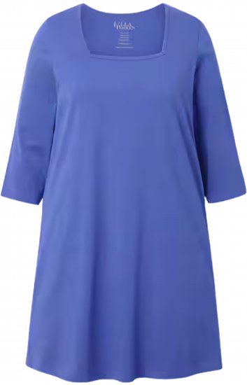 Ulla Popken Square Neckline Knit Swing A-line Pocket Tunic Blue Purple - T-krekli - 