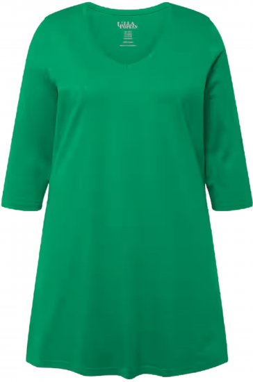 Ulla Popken V-Neck Swing A-line Hem Cotton Knit Tunic Emerald Green - T-krekli - 