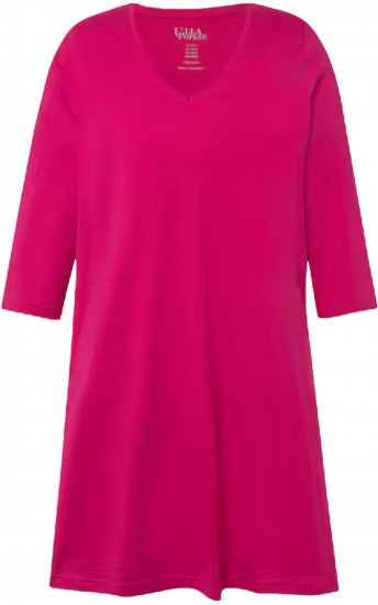 Ulla Popken V-Neck Swing A-line Hem Cotton Knit Tunic Fuchsia Pink - T-krekli - 