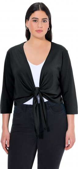 Ulla Popken Versatile Surplice Wrap Tie Hem Bolero Top Black - T-krekli - 