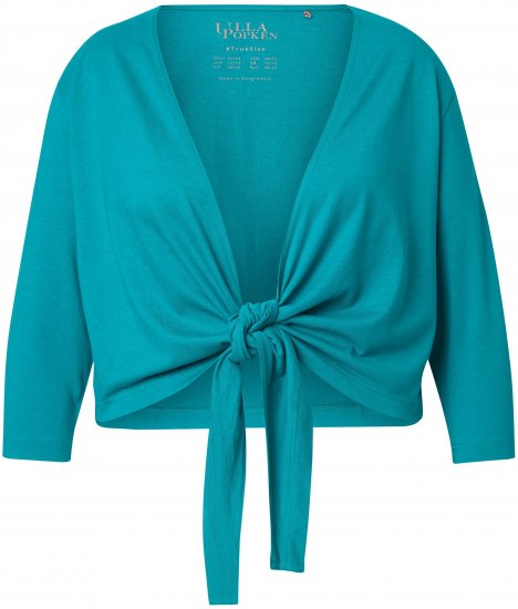 Ulla Popken Versatile Surplice Wrap Tie Hem Bolero Top Teal - T-krekli - 
