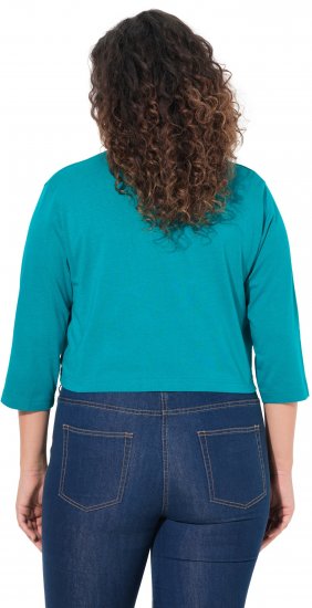 Ulla Popken Versatile Surplice Wrap Tie Hem Bolero Top Teal - T-krekli - 