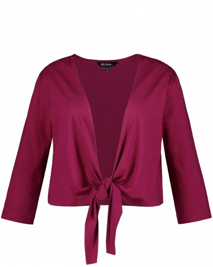 Ulla Popken Versatile Surplice Wrap Tie Hem Bolero Top Magnolia Red - T-krekli - 