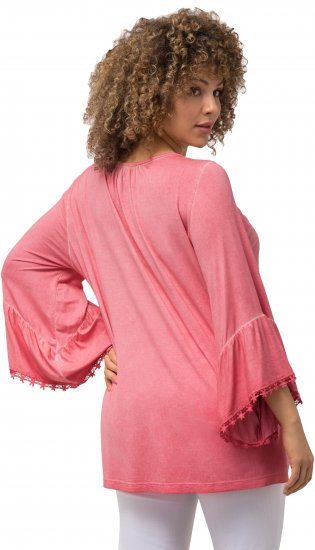 Ulla Popken Trumpet Sleeve Cold Dyed Tee Dark Pink - Apdrukāti T-krekli sievietēm - 