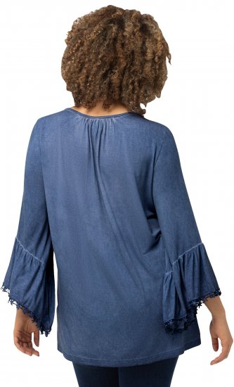 Ulla Popken Trumpet Sleeve Cold Dyed Tee Dove Blue - Apdrukāti T-krekli sievietēm - 