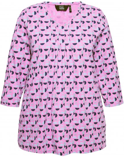 Ulla Popken Geometric Pattern 3/4 Sleeve Tee Amethyst - Apdrukāti T-krekli sievietēm - 