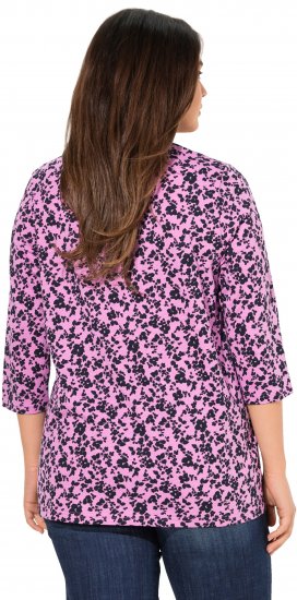 Ulla Popken Floral 3/4 Sleeve V-Neck A-Line Tee Amethyst - T-krekli - 