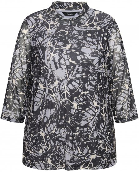 Ulla Popken Mesh Butterfly Wing Layered Tee Black - T-krekli - 