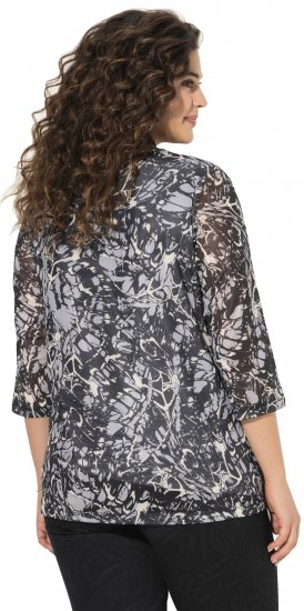 Ulla Popken Mesh Butterfly Wing Layered Tee Black - T-krekli - 