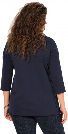 Ulla Popken Peace Love Life 3/4 Sleeve Graphic Tee Navy - T-krekli - 