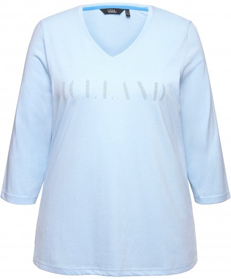 Ulla Popken Country Lettered 3/4 Sleeve Tee Soft Light Blue - Apdrukāti T-krekli sievietēm - 
