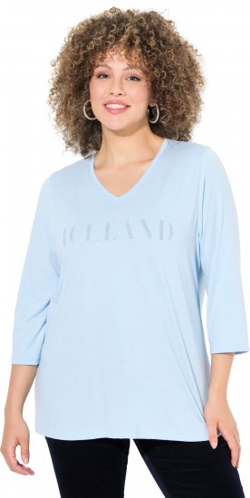 Ulla Popken Country Lettered 3/4 Sleeve Tee Soft Light Blue - Apdrukāti T-krekli sievietēm - 