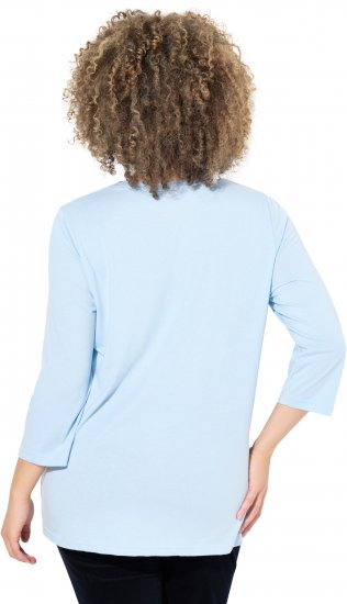 Ulla Popken Country Lettered 3/4 Sleeve Tee Soft Light Blue - Apdrukāti T-krekli sievietēm - 