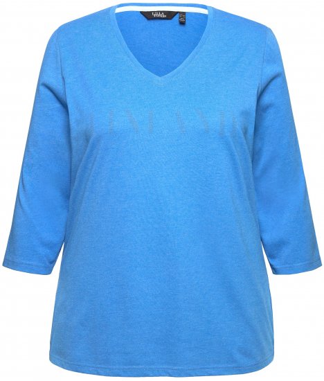 Ulla Popken Country Lettered 3/4 Sleeve Tee Teal Blue - Apdrukāti T-krekli sievietēm - 