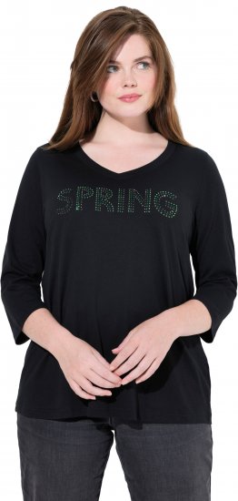 Ulla Popken SPRING Studded 3/4 Sleeve Tee Black - T-krekli - 