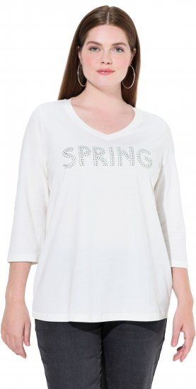 Ulla Popken SPRING Studded 3/4 Sleeve Tee Off-White - T-krekli - 
