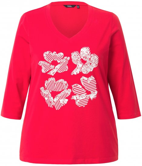 Ulla Popken Floral Graphic V-Neck Tee Lychee - Apdrukāti T-krekli sievietēm - 