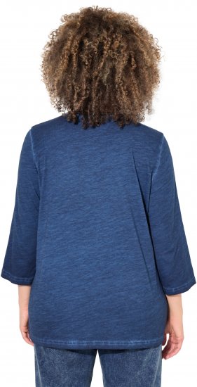 Ulla Popken UNIQUE Embroidered 3/4 Sleeve Tee Ink Blue - T-krekli - 