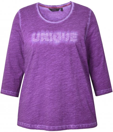 Ulla Popken UNIQUE Embroidered 3/4 Sleeve Tee Purple - T-krekli - 