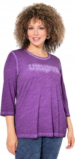 Ulla Popken UNIQUE Embroidered 3/4 Sleeve Tee Purple - T-krekli - 