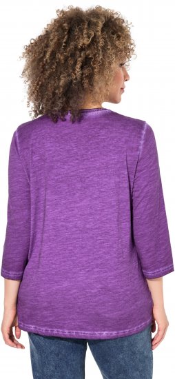 Ulla Popken UNIQUE Embroidered 3/4 Sleeve Tee Purple - T-krekli - 