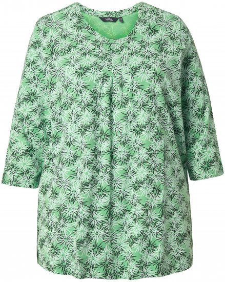 Ulla Popken Graphic Flower A-Line 3/4 Sleeve Tee Apple Green - T-krekli - 