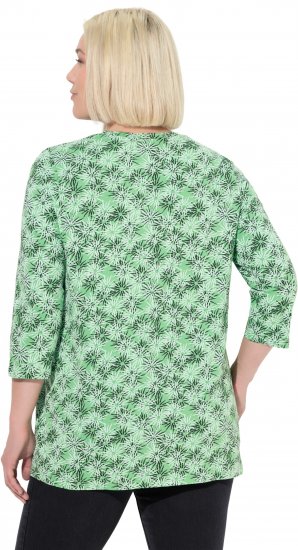 Ulla Popken Graphic Flower A-Line 3/4 Sleeve Tee Apple Green - T-krekli - 