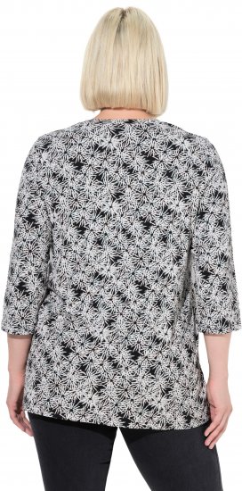 Ulla Popken Graphic Flower A-Line 3/4 Sleeve Tee Soft Light Blue - T-krekli - 