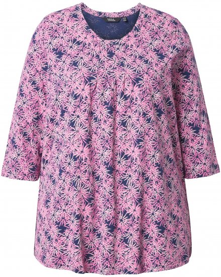 Ulla Popken Graphic Flower A-Line 3/4 Sleeve Tee Pink - T-krekli - 
