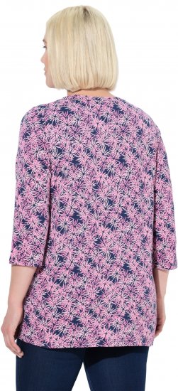 Ulla Popken Graphic Flower A-Line 3/4 Sleeve Tee Pink - T-krekli - 