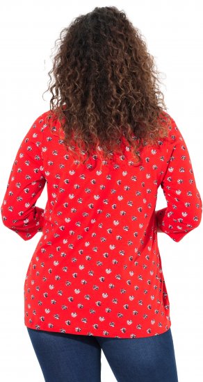 Ulla Popken Minimal Floral Print 3/4 Sleeve Tee Neon Red - Apdrukāti T-krekli sievietēm - 