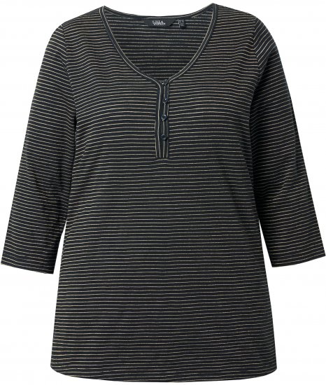 Ulla Popken Glitter Stripe 3/4 Sleeve Tee Anthracite - Apdrukāti T-krekli sievietēm - 