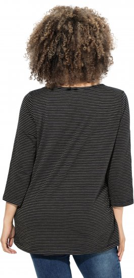 Ulla Popken Glitter Stripe 3/4 Sleeve Tee Anthracite - Apdrukāti T-krekli sievietēm - 
