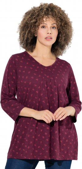 Ulla Popken Flower Print 3/4 Sleeve Tee Dark Ruby - T-krekli - 