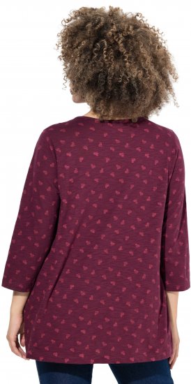 Ulla Popken Flower Print 3/4 Sleeve Tee Dark Ruby - T-krekli - 