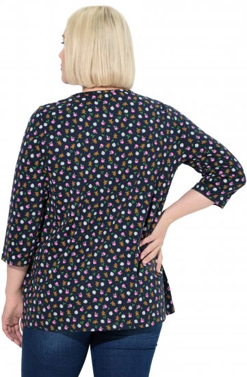 Ulla Popken Gingerbread Print 3/4 Sleeve Tee Navy - T-krekli - 