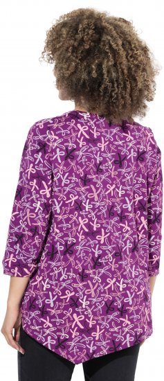 Ulla Popken Ribbon Print 3/4 Sleeve Asymmetric Tee Light Plum - Apdrukāti T-krekli sievietēm - 