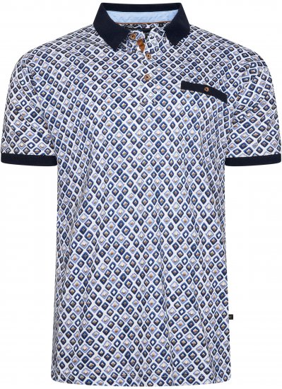 Kam Jeans 5526 AOP Diamond Jersey Polo with Contracts Collar/Cuffs Navy - Polo krekli - Polo krekli - 2XL-8XL