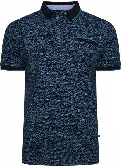 Kam Jeans 5527 AOP Pique Polo with Tipping on Collar/Cuffs Navy - Polo krekli - Polo krekli - 2XL-8XL