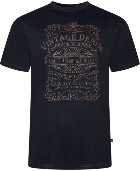 Kam Jeans 5786 Vintage Denim Print Tee Black - T-krekli - T-krekli - 2XL-14XL