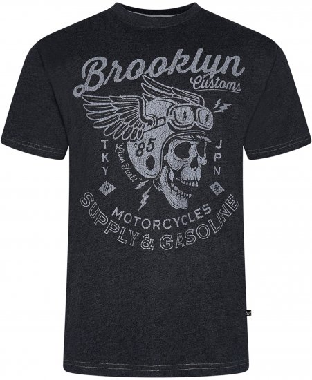 Kam Jeans 5788 Brooklyn Motorcycle Skull Print Tee Black - T-krekli - T-krekli - 2XL-14XL