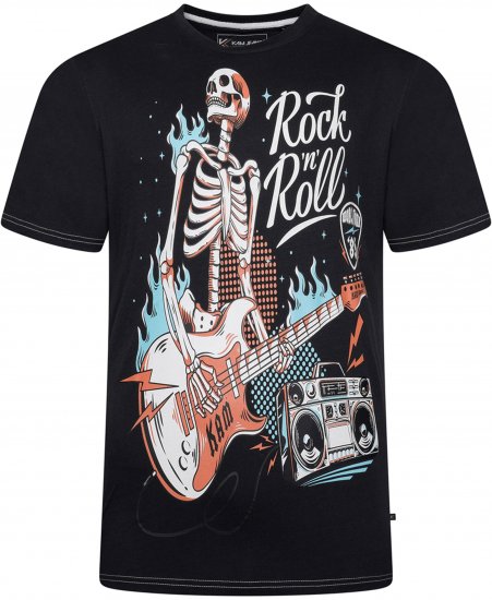 Kam Jeans 5791 Rock N Roll Skull Print Tee Black - T-krekli - T-krekli - 2XL-14XL