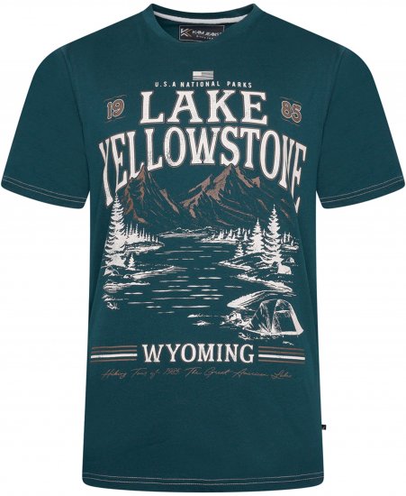 Kam Jeans 5792 Lake Yellowstone Print Tee Dark Sea - T-krekli - T-krekli - 2XL-14XL