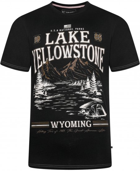 Kam Jeans 5792 Lake Yellowstone Print Tee Black - T-krekli - T-krekli - 2XL-14XL