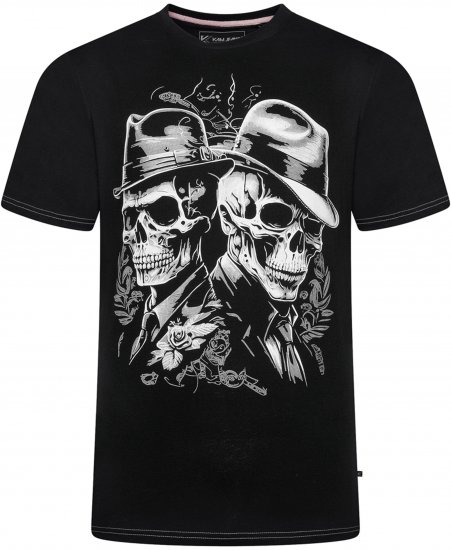 Kam Jeans 5796 Twin Gentleman Skull Print Tee Black - T-krekli - T-krekli - 2XL-14XL