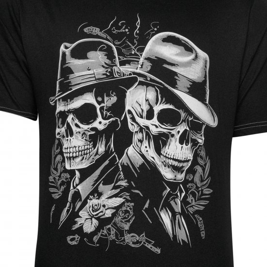 Kam Jeans 5796 Twin Gentleman Skull Print Tee Black - T-krekli - T-krekli - 2XL-14XL